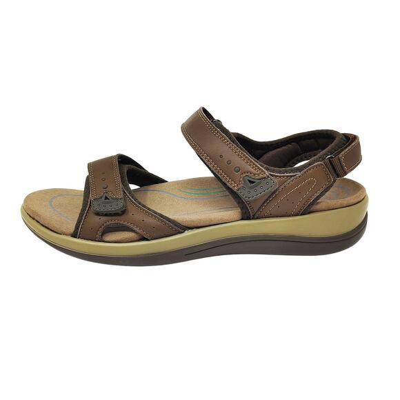 Orthofeet Womens 10 Malibu Hook Loop Sandals Brown Leather Open Toe Arch Comfort - Picture 1 of 9